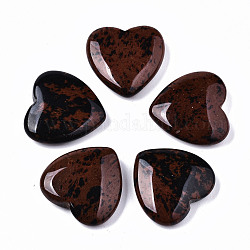 Piedra de amor de corazón de obsidiana de caoba natural, piedra de palma de bolsillo para el equilibrio de reiki, 24.5x25x6~7mm