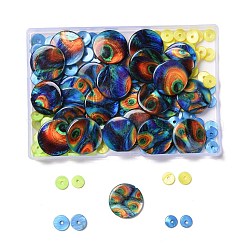 ARRICRAFT 150Pcs 5 Style Spray Painted Natural Freshwater Shell Beads, Disc/Flat Round, Heishi Beads, Mixed Color, 30pcs/style