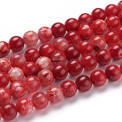 Teints craquelés naturelle agate brins de perles, ronde, rouge, 8~8.5mm, Trou: 1mm, Environ 49 pcs/chapelet, 14.96 pouce (38 cm)