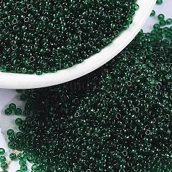 Miyuki runde Rocailles Perlen, japanische Saatperlen, 15/0, (rr156) transparenter dunkler Smaragd, 1.5 mm, Bohrung: 0.7 mm, ca. 5555 Stk. / 10 g
