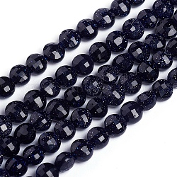 Chapelets de perles en pierre d'or bleue synthétique, plat rond, facette, 4x3mm, Trou: 0.8mm, Environ 88 pcs/chapelet, 14.57 pouce (37 cm)