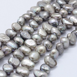 Brins de perles de culture d'eau douce naturelles de qualité aa, teinte, deux faces polies, couleur d'argent, 7~8x7~9x5~8mm, Trou: 0.8mm, Environ 45 pcs/chapelet, 13.19 pouce ~ 13.39 pouces (33.5~34 cm)