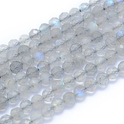 Chapelets de perles en labradorite naturelle , facette, ronde, 4mm, Trou: 0.6mm, Environ 97 pcs/chapelet, 15.35 pouce (39 cm)
