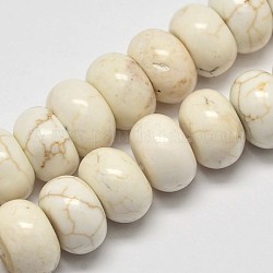 Fili di perline di magnesite naturale rondelle, bianco crema, 12x7mm, Foro: 1 mm, circa 53pcs/filo, 15.7 pollice