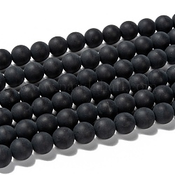 Natürliche schwarze Achat Perle Stränge, matt, Runde, 8 mm, Bohrung: 1 mm, ca. 49 Stk. / Strang, 15.7 Zoll