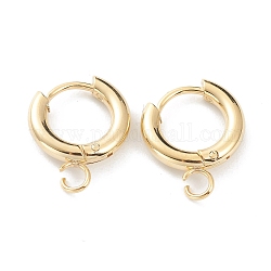 201 Stainless Steel Huggie Hoop Earring Findings, with Horizontal Loop and 316 Surgical Stainless Steel Pin, Real 24K Gold Plated, 16x13.5x2.5mm, Hole: 2.5mm, Pin: 1mm