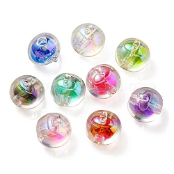 Placcatura uv perline acriliche iridescenti arcobaleno, bicolore perlina nella perla, frutta, colore misto, 16x15.5x16.5mm, Foro: 3.5 mm