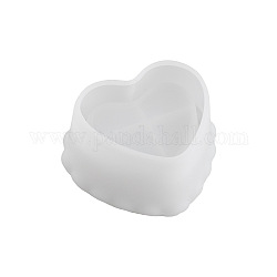Moules de bougeoir en silicone diy, moules de résine, outils de moule d'artisanat en argile, cœur, blanc, 10.5x9.3x5.5 cm