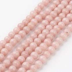 Chapelets de perles rondes en jade de Mashan naturelle, teinte, saumon clair, 4mm, Trou: 1mm, Environ 98 pcs/chapelet, 15.7 pouce