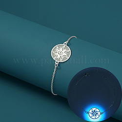 Браслет в форме огня из люминесцентного сплава с цепочками из латунного кабеля, светящиеся в темноте украшения для женщин, серебряные, 6-1/4 дюйм (16 см)