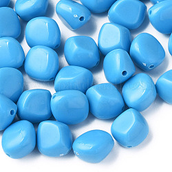 Perles acryliques opaques, pépites, bleu profond du ciel, 15.5x14x11mm, Trou: 1.8mm, environ 380 pcs/500 g