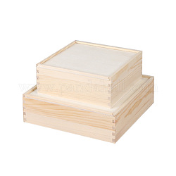 木製収納ボックス  カバー付き  正方形  パパイヤホイップ  20x20x8cm