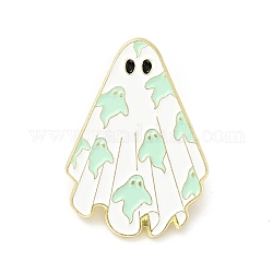 Pin de esmalte fantasma, insignia de aleación de halloween para ropa de mochila, la luz de oro, turquesa pálido, 30.5x21.5x1.5mm