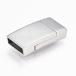 304 Stainless Steel Magnetic Clasps with Glue-in Ends, Rectangle, Stainless Steel Color, 23x11.5x4.5mm, Hole: 3x10mm