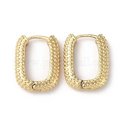 Rectangle Brass Hoop Earrings, Long-Lasting Plated, Lead Free & Cadmium Free, Real 18K Gold Plated, 20x16x4mm