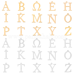 Charms in acciaio inossidabile unicraftale 304, alfabeto greco, oro & colore acciaio inossidabile, 30pcs/scatola