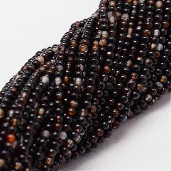 Natürliche Achat Perlen Stränge, gefärbt und erhitzt, Runde, 2 mm, Bohrung: 0.5 mm, ca. 190 Stk. / Strang