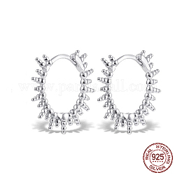 Rhodium Plated 925 Sterling Silver Hoop Earrings, Sun, Platinum, 18x20mm