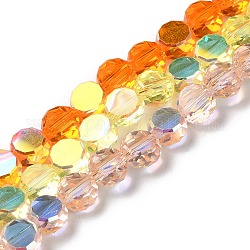 Trasparenti perle di vetro placca fili, ab colore placcato, sfaccettato, mezzo tondo, colore misto, 7.2x7.5x4mm, Foro: 1.5 mm, circa 80pcs/filo, 22.05'' (56 cm)