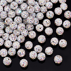 Pandahall elite pavimenta perline palla da discoteca, Perline strass polimero argilla, tondo, PP13 (1.9~2mm), 6 file di strass, 10mm, Foro: 1.5 mm, cristallo ab, PP13 (1.9~2mm), 6 file di strass, 10mm, Foro: 1.5 mm