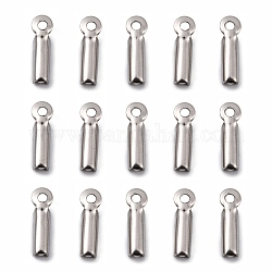 201 Stainless Steel Fold Over Crimp Cord Ends, Oval, Stainless Steel Color, 11x3x2.5mm, Hole: 1mm