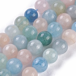 Chapelets de perles en morganite naturelle, ronde, 10mm, Trou: 1mm, Environ 38~40 pcs/chapelet, 15.3 pouce ~ 15.75 pouces (39~40 cm)