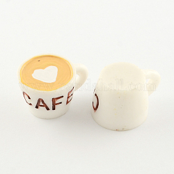 Cabuchones de resina, la taza de café, blanco, 15.5~16x25~25.5x20mm