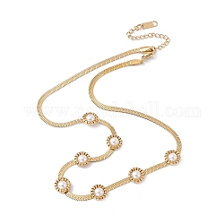 Collana pendente fiore di perle di plastica con catene a spina di pesce, placcatura ionica (ip) 304 gioielli in acciaio inossidabile per donna, oro, 16 pollice (40.5 cm)