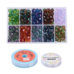Diy Schmuck-Sets, mit zweifarbigen transparenten sprühlackierten Acrylperlen, Nylondraht, elastischer Kristallfaden und Edelstahlschere, Mischfarbe, 16.2x10x2.6 cm