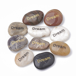 Натуральный речной камень пальмовый камень, карманный камень, самородки со словом сновидения, 30~50x20~35x7~15 мм