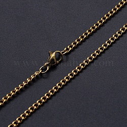 Collar de cadena acera 201 de acero inoxidable, con cierre de langosta, dorado, 18.11 pulgada (46 cm) de largo, link: 4x3x1 mm