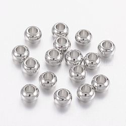 Perles séparateurs en laiton, rondelle, couleur platine, taille: environ 6mm de diamètre, épaisseur de 4mm, Trou: 3mm