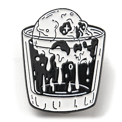 Chemistry Theme Enamel Pins, Electrophoresis Black Alloy Brooch for Halloween, Cup & Skull, 29.5x23.5x1.5mm