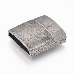 304 магнитная застежка из нержавеющей стали с клеевыми концами, прямоугольные, античное серебро, 23x21x6.5 мм, отверстие : 4x18.5 мм