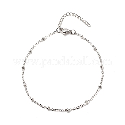 304 bracelet de cheville chaînes satellites en acier inoxydable pour femme, couleur inoxydable, 9-1/8 pouce (23.2 cm)