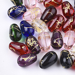 Perles de verre drawbench, larme, couleur mixte, 9x6mm, Trou: 1mm