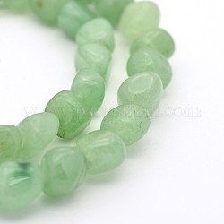 Chapelets de perle verte d'aventurine naturel, pierre roulée, pépites, 5~7mm, Trou: 5~7mm, environ 1 pouce