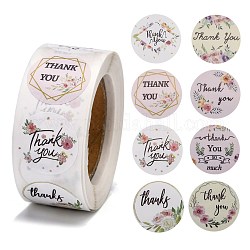 DIY Sammelalbum, 1 Zoll danke Aufkleber, dekorative Klebebänder, flach rund mit Wort danke, Farbig, 25 mm, über 500pcs / roll