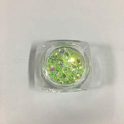 Shiny Nail Art Decoration Accessories, with Glitter Powder and Sequins, DIY Sparkly Paillette Tips Nail, Mixed Shapes, Light Green, 1~3.5x1~3.5mm, about 0.8g/box