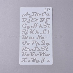 Plantilla de dibujo de plástico, para diy scrapbooking, letra minúscula a~z y patrón de letra del alfabeto a~z, blanco, 178x102x0.4mm