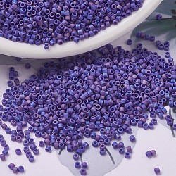 MIYUKI Delica Beads Small, Cylinder, Japanese Seed Beads, 15/0, (DBS0880) Matte Opaque Cobalt AB, 1.1x1.3mm, Hole: 0.7mm, about 35000pcs/bottle, 10g/bottle