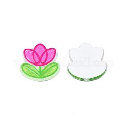 Printed Acrylic Cabochons, Flower, Camellia, 19.5x18.5x2mm