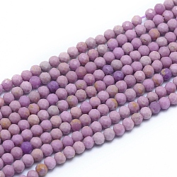 Trefoli di lepidolite / perline di mica viola, sfaccettato, tondo, 3mm, Foro: 0.6 mm, circa 139pcs/filo, 14.96 pollice (38 cm)