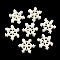 Cabochons en résine opaque, flocon de neige scintillant de Noël, floral blanc, 22x19.5x5mm