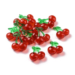 Ciondoli arilico trasparente, ciliegia, rosso, 33x26x12.5mm, Foro: 1.5 mm