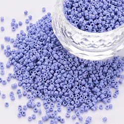 GlasZylinderförmigperlen, Perlen, Backen Farbe, Rundloch, mittelschieferblau, 1.5~2x1~2 mm, Bohrung: 0.8 mm, ca. 45000 Stk. / Beutel, etwa 1 Pfund / Beutel
