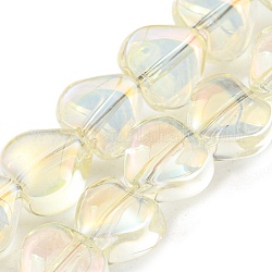 Full Plated Electroplate Transparent Glass Beads Strands, Heart, Light Goldenrod Yellow, 5.5x6x4mm, Hole: 0.9mm, about 110pcs/strand, 23.23 inch(59cm)