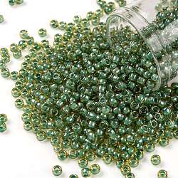 Toho perles de rocaille rondes, Perles de rocaille japonais, (380) couleur intérieure topaze / menthe julep doublée, 8/0, 3mm, Trou: 1mm, environ 222 pcs/10 g