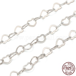 925 стерлинговое серебро с родиевым покрытием, серебряные цепочки с звеньями в форме сердца, пайки, платина, 4x5.5x0.6 мм