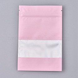 Sacs en plastique à fermeture éclair, pochette en papier d'aluminium refermable, sacs de stockage de nourriture, rectangle, blanc, rose, 15.1x10.1 cm, épaisseur unilatérale : 3.9 mil (0.1 mm)
